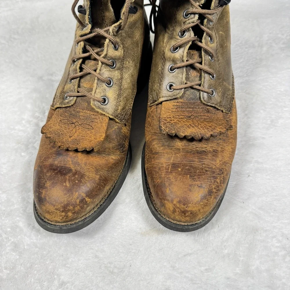 Ariat Heritage Lacer Western Boots Men's US 9D Brown Distressed Leather Workwear - Picture 8 of 10